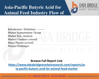 Asia-Pacific Butyric Acid for Animal Feed Market  Scope