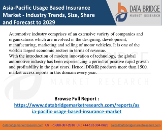 Asia-Pacific Usage Based Insurance  Market