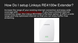 How Do I setup Linksys RE4100w Extender_