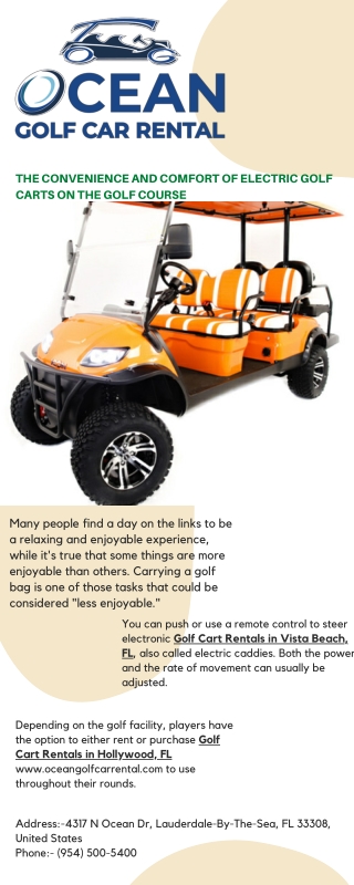 Golf Cart Rentals in Vista Beach, FL - Ocean Golf Car Rental