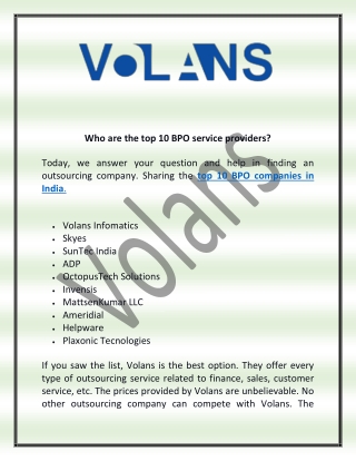 Who are the top 10 BPO service providers