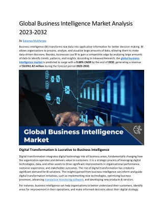 Global Business Intelligence Market Analysis 2023-2032 | ICT