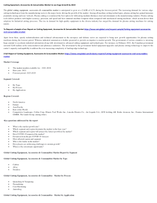 Cutting Equipment, Accessories & Consumables Market