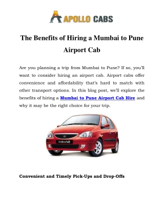 Mumbai to Pune Airport Cab Hire Call-09769864446