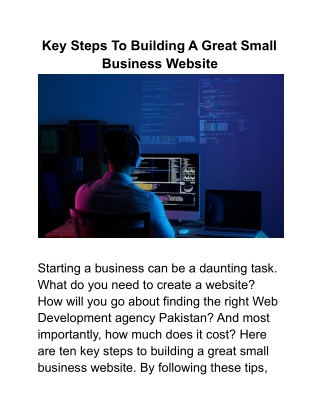 Key Steps To Building A Great Small Business Website