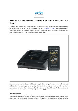 Make Secure and Reliable Communication with Iridium GO!