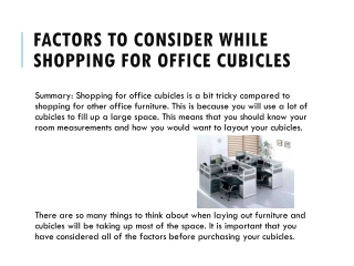 Factors To Consider While Shopping For Office Cubicle