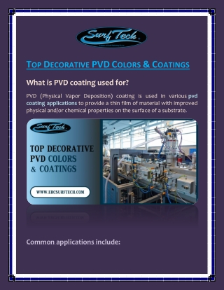 Top Decorative PVD Colors & Coatings