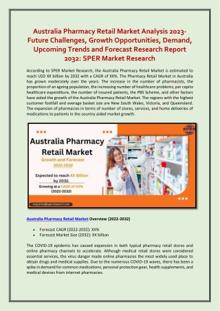 Australia Pharmacy Retail Market Share Analysis 2022-2032: SPER Market Research