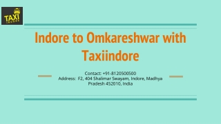 Indore to Omkareshwar with Taxiindore