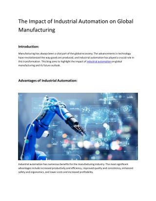 The Impact of Industrial Automation on Global Manufacturing