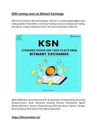 KSN coming soon on Bitmart Exchange