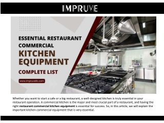 Essential Restaurant Commercial Kitchen Equipment | Complete List