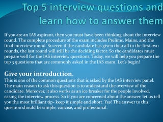 Top 5 interview questions and learn how to answer them