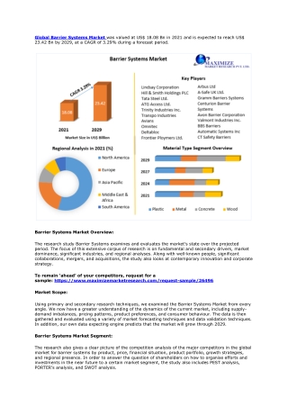 Barrier Systems Market – Global Industry Analysis and Forecast (2022-2029)