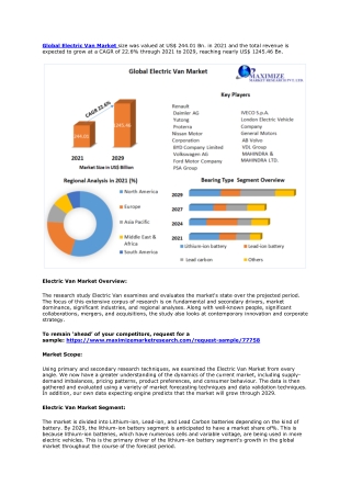 Electric Van Market:Global Industry Analysis and Forecast (2022-2029)