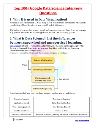 Top 100  Google Data Science Interview Questions
