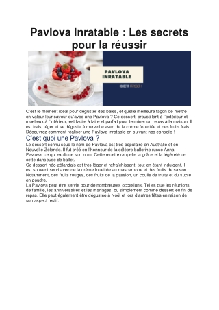 [Recette] La Pavlova Inratable et facile