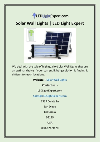 Solar Wall Lights  LED Light Expert