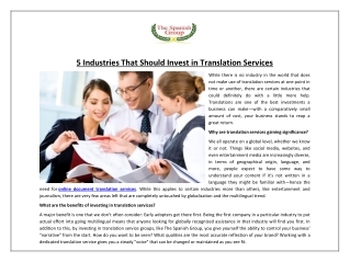 5 Industries That Should Invest in Translation Services