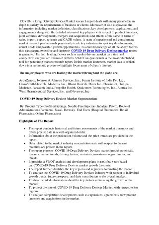 COVID-19 Drug Delivery Devices Market