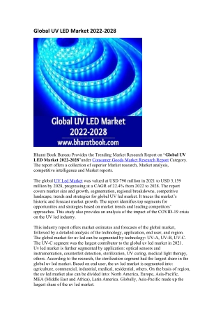 Global UV LED Market 2022-2028