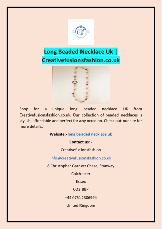 Long Beaded Necklace Uk | Creativefusionsfashion.co.uk