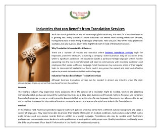 Industries that can Benefit from Translation Services