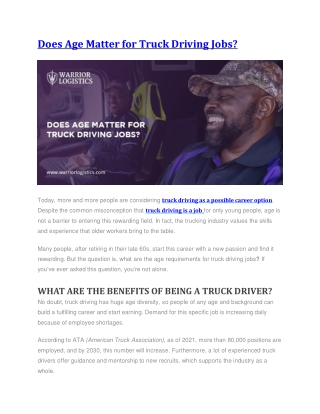 Does Age Matter for Truck Driving Jobs