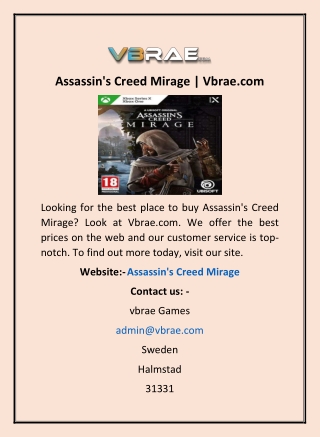 Assassin's Creed Mirage | Vbrae.com