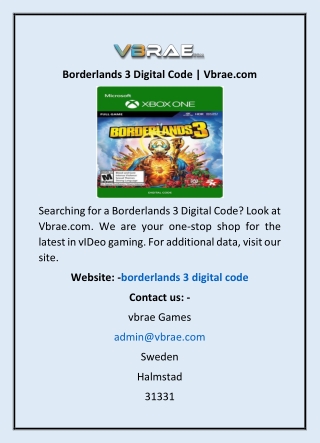 Borderlands 3 Digital Code | Vbrae.com