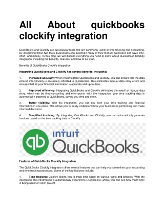 quickbooks clockify integration