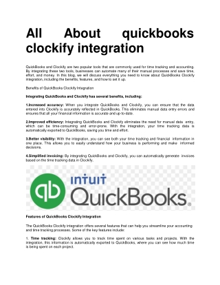 quickbooks clockify integration