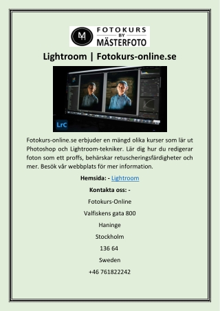 Lightroom  Fotokurs-online.se