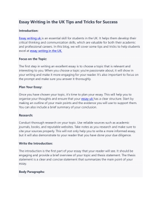 Essay Writing in the UK Tips and Tricks for Success