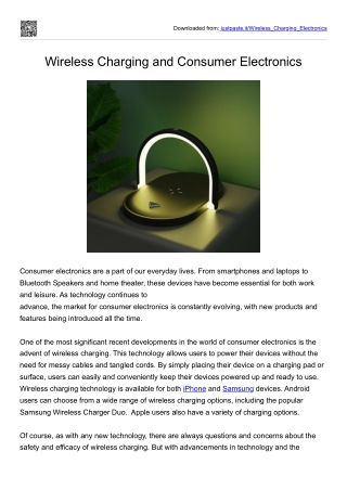 Wireless Charging and Consumer Electronics