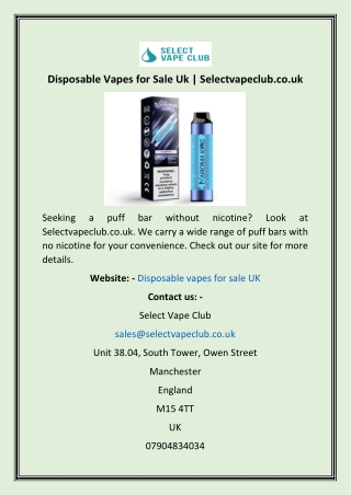 Disposable Vapes for Sale Uk  Selectvapeclub.co.uk