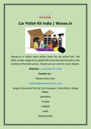 Car Polish Kit India  Wavex.in