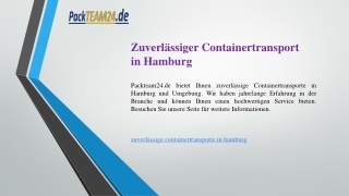 Zuverlässiger Containertransport in Hamburg  Packteam24.de