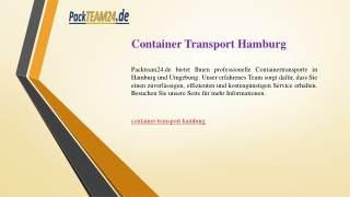 Container Transport Hamburg  Packteam24.de