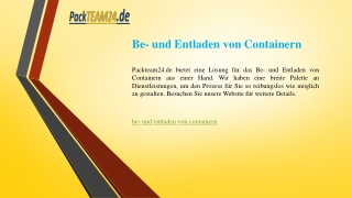 Be- und Entladen von Containern  Packteam24.de