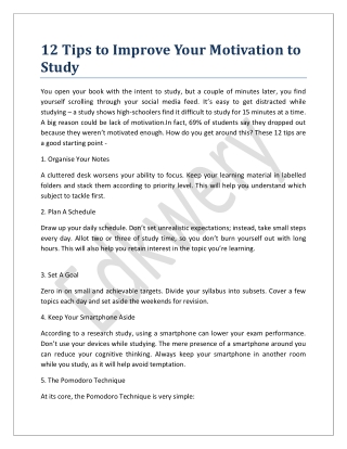 12 Tips To Improve Your Motivation To Study