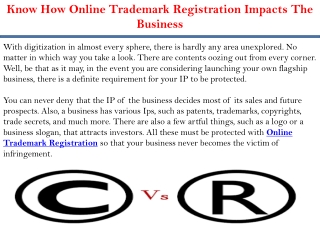 Know How Online Trademark Registration Impacts The Business