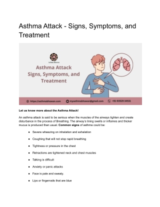 Asthma Attack - Signs, Symptoms, and Treatment