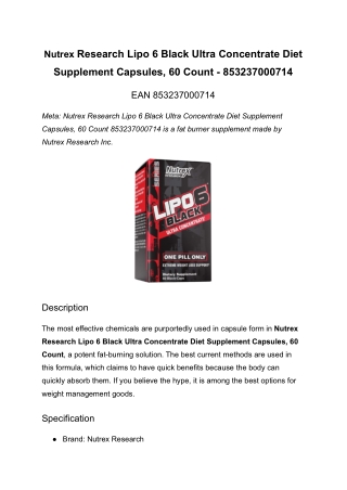 Nutrex Research Lipo-6 Black Ultra Concentrate