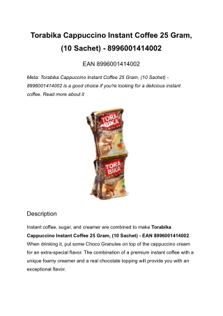 Torabika Cappuccino Instant Coffee