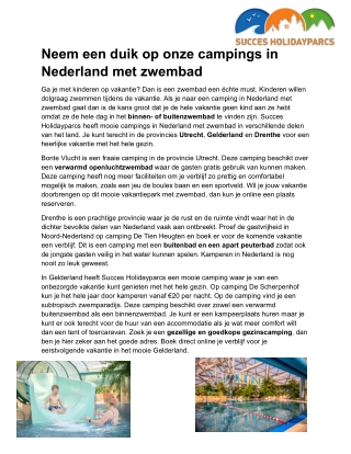 Campings Nederland Zwembad