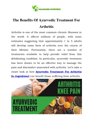 Ayurvedic Treatment For Arthritis In Jogeshwari Call-9870270610