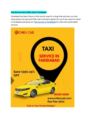 Cab Service from Chiku Cab in Faridabad