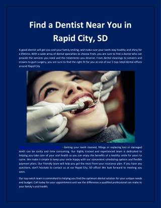 Find a Dentist Near You in Rapid City, SD